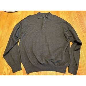 Starford Sweater Mens XXL Navy Black Long Sleeves Pullover Polo Sweatshirt Wool